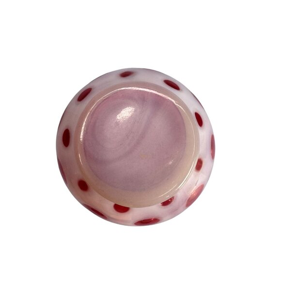 Fenton Cranberry Opalescent Hobnail Ruffled Vase 3 3/4" tall - Picture 5 of 6